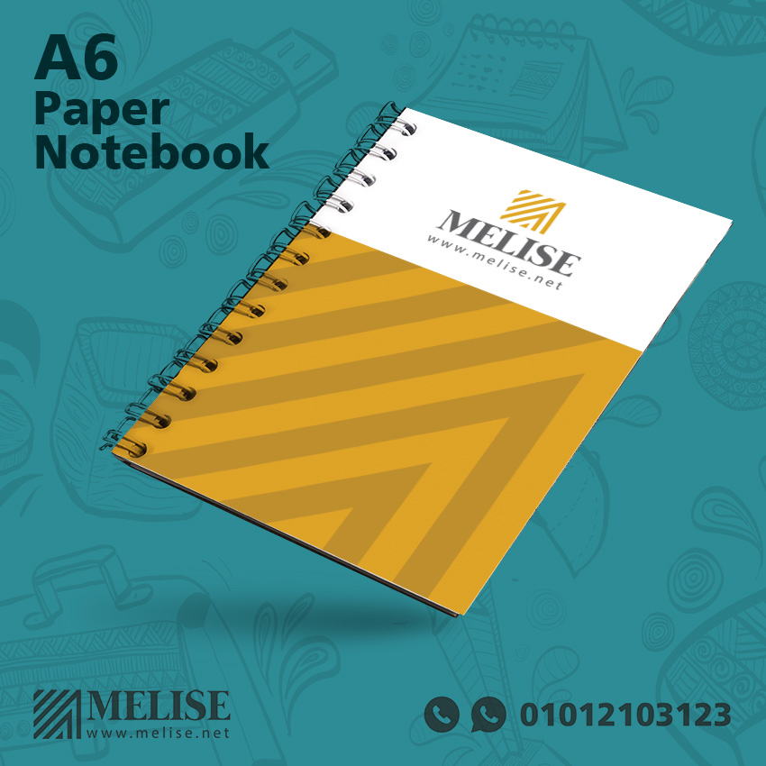 Compact A6 notebook with branded cover – pocket-size giveaway for note-taking from Melise Egypt.