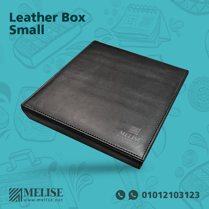 Compact leather gift box with engraved or printed logo – elegant presentation option by Melise Egypt for curated corporate giveaways.