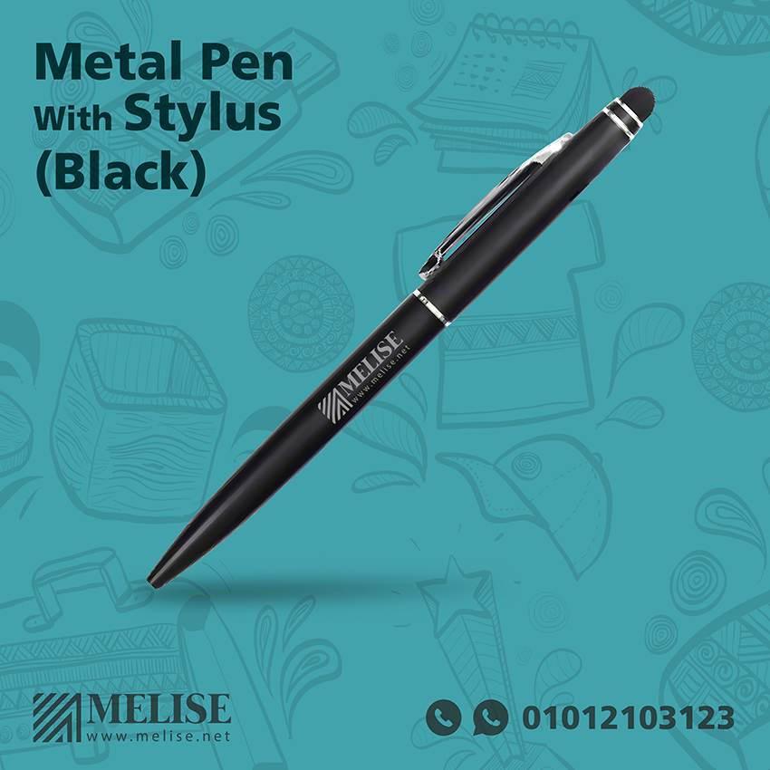 Classic metal pen with engraved logo – affordable corporate giveaway by Melise Egypt combining reliability with brand presence.
