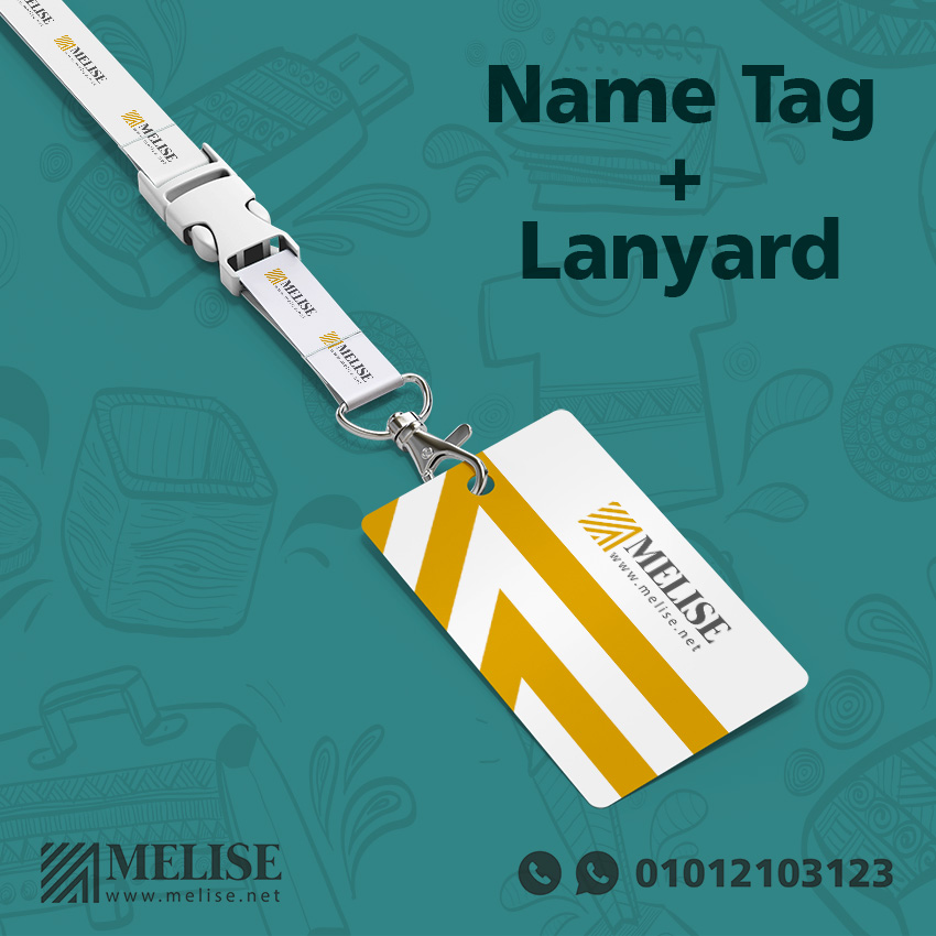 Custom name tag and satin lanyard with printed paper – Melise giveaways for conferences and staff.