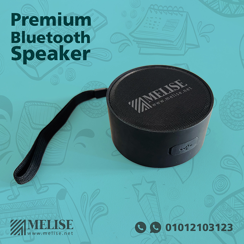 High-quality Bluetooth speaker with printed or engraved logo – premium tech giveaway by Melise Egypt for powerful brand experiences.