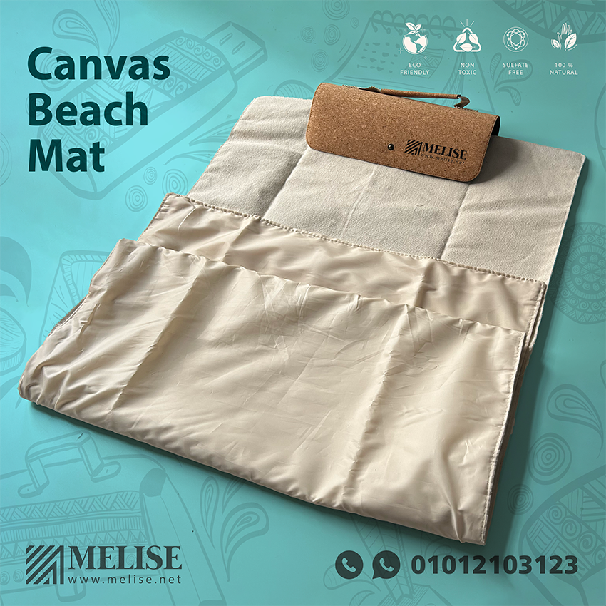 Image of Canvas Beach Mat by Melise Giveaways Egypt. Summer Foldable Bag with Beach Mat – made from natural materials (Cork & Canvas). Lightweight, compact, and easy to carry. printed Logo. Customizable with printed Logo. An eco-friendly and sustainable choice. Ideal for corporate gifts, promotional giveaways, and branding in Egypt.