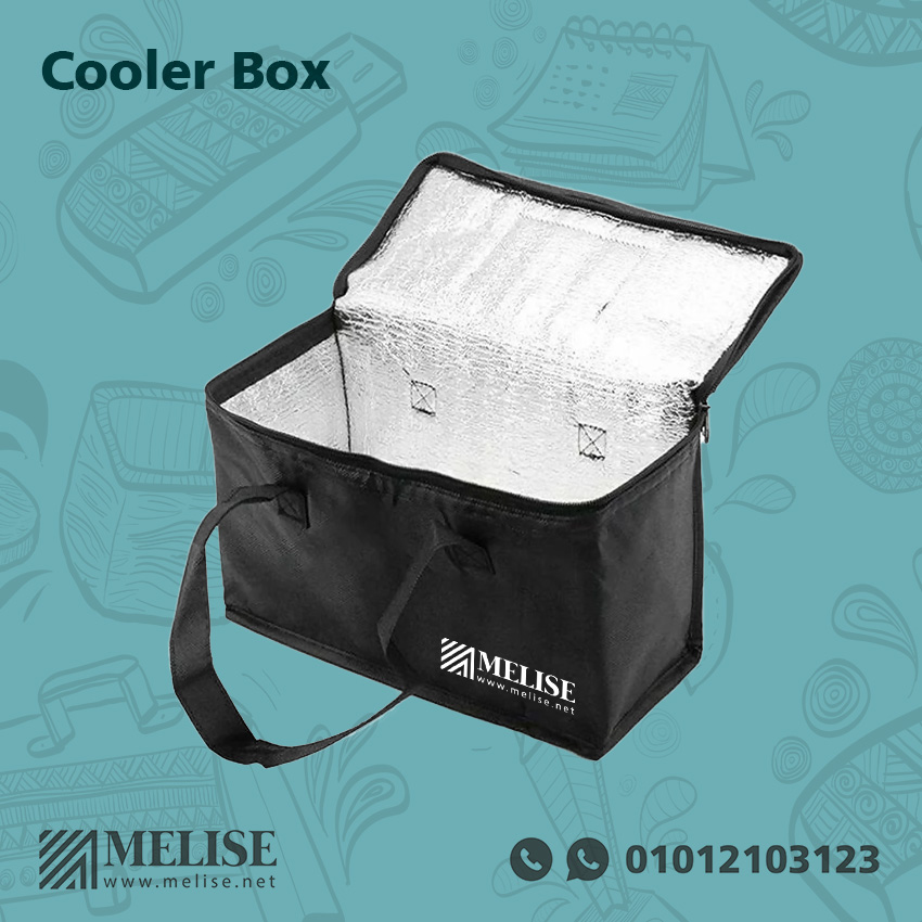 Waterproof textile, Thermal isolation inside material by Melise Giveaways Egypt, keeps things frozen for long time, easy to carry, customizable with printed logo, ideal for outdoor events, food & beverage promotions, or practical corporate gifts in Egypt.