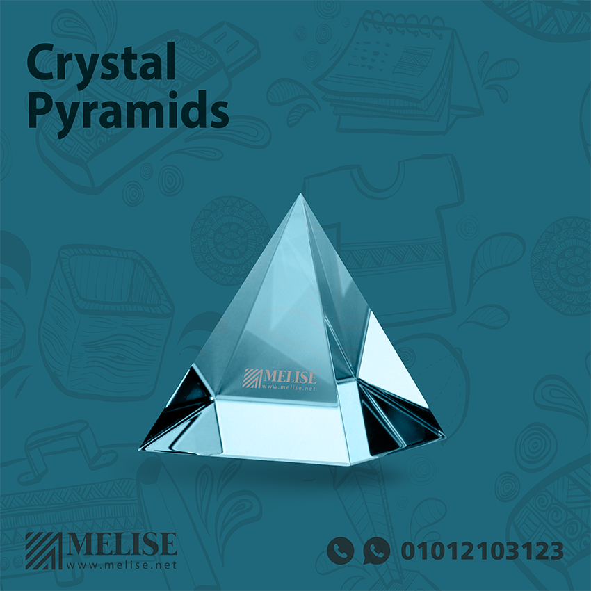 Image of Crystal pyrimads by Melise Giveaways Egypt. Crystal with prism shape size 9*8 cm - Engraved Design. Customizable with Engraved Design. An eco-friendly and sustainable choice. Ideal for corporate gifts, promotional giveaways, and branding in Egypt.