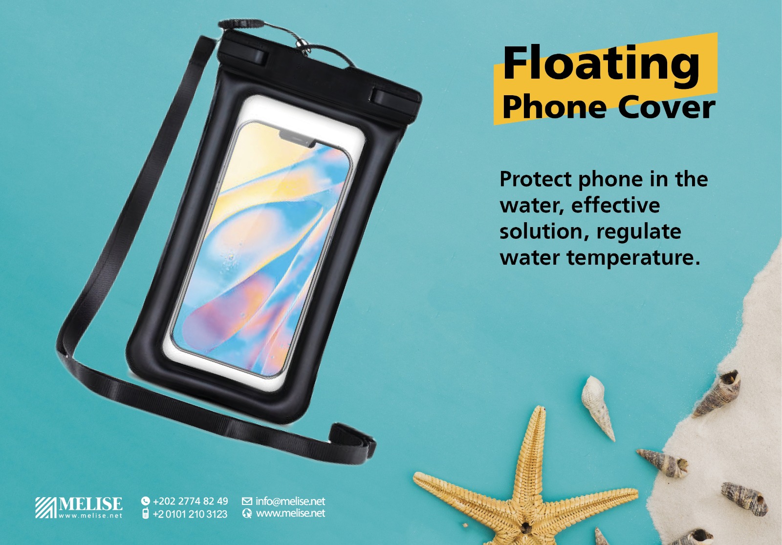Floating Waterproof phone pouch Case by Melise Giveaways Egypt, for Diving Swimming Drifting, ideal for watersports brands, beach promotions, or adventurous corporate gifts in Egypt.