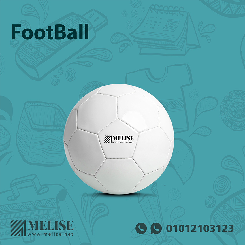 Melise rubber white football with printed logo, ideal for corporate giveaways in Egypt
