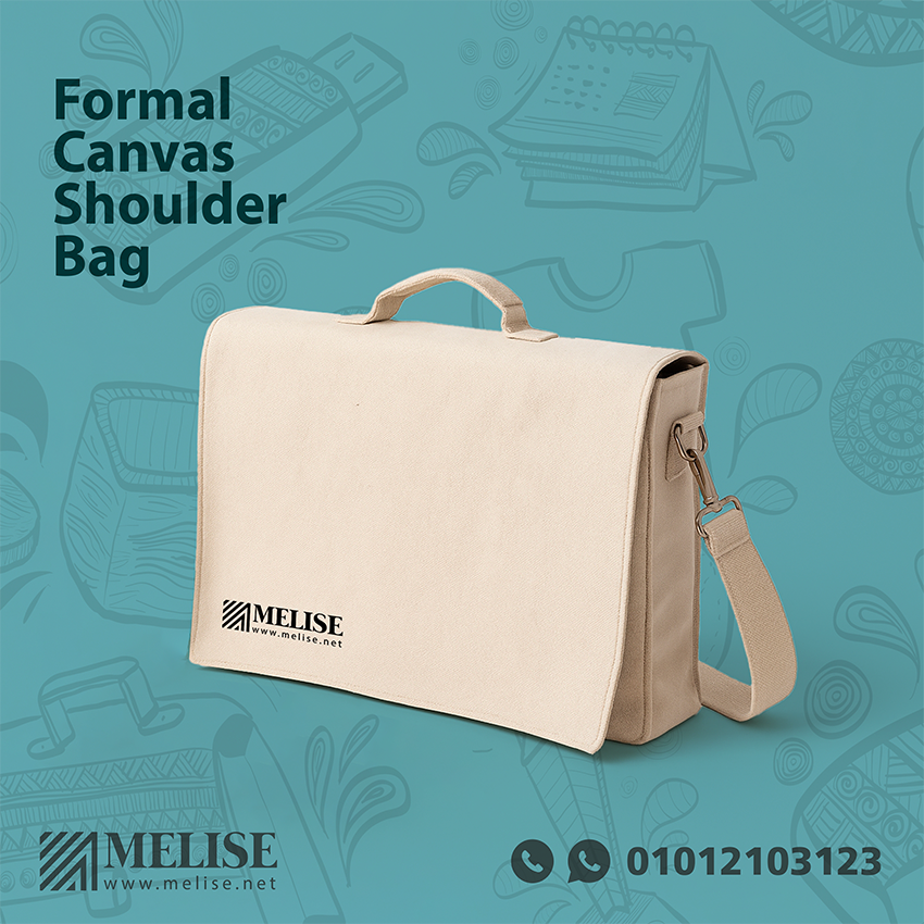 Melise formal canvas laptop shoulder bag with padded interior and inner pocket for organized storage, perfect for corporate use in Egypt