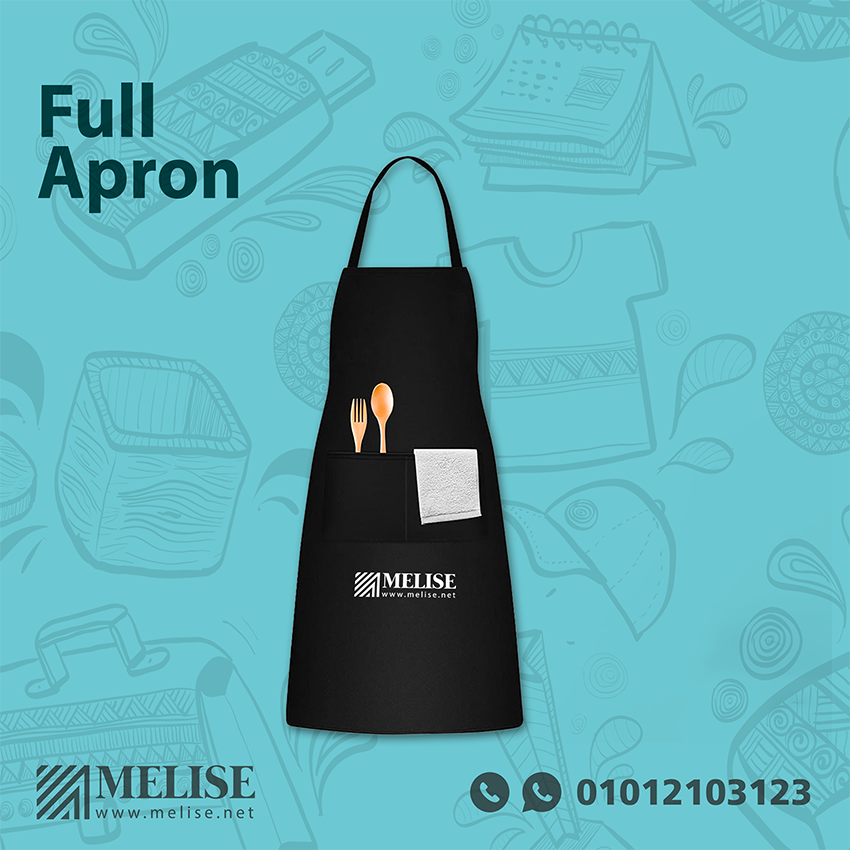 Image of Apron by Melise Giveaways Egypt. Full Apron made of high quality fabrics 65% Cotton and 35% Polyester, with Pockets, Branded Logo. Customizable with Branded Logo. An eco-friendly and sustainable choice. Ideal for corporate gifts, promotional giveaways, and branding in Egypt.