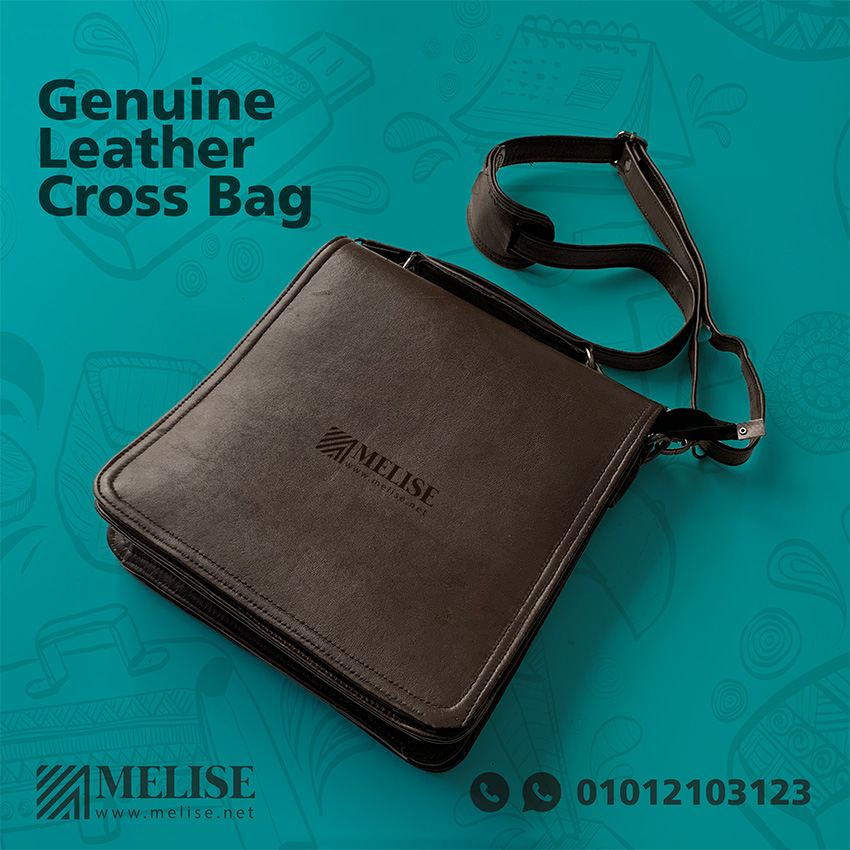 Genuine Leather Cross Bag by Melise Giveaways Egypt, premium quality, customizable with engraved logo, ideal for executive gifts, luxury promotions, or sophisticated corporate branding in Egypt.