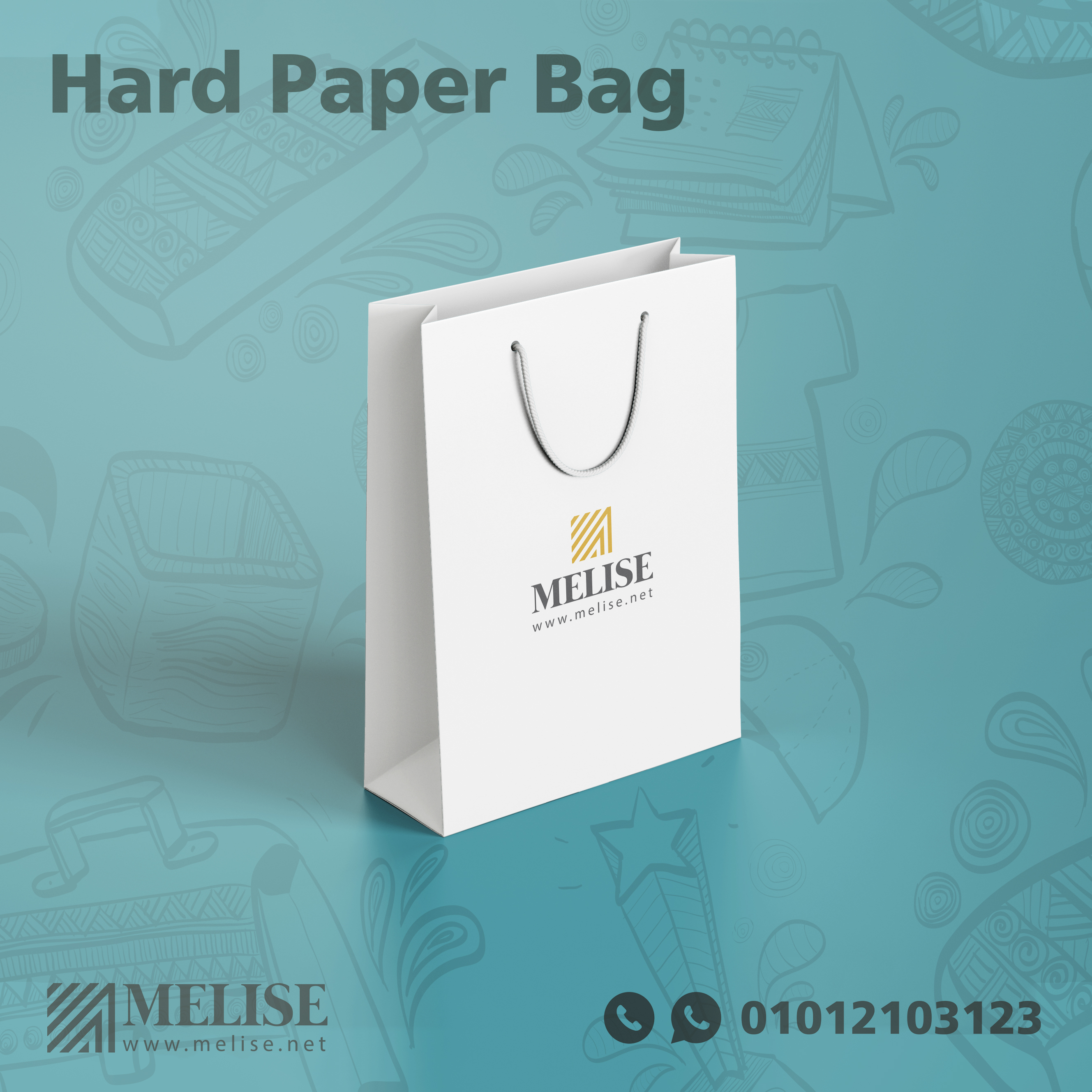 Small full-color hard paper bag 250g with matt lamination – premium gift packaging by Melise Egypt.