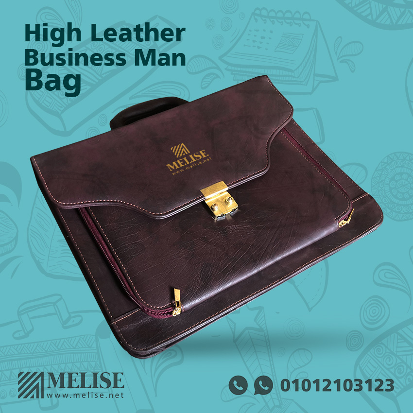 High-end leather business bag – premium finish, full branding option by Melise Egypt.