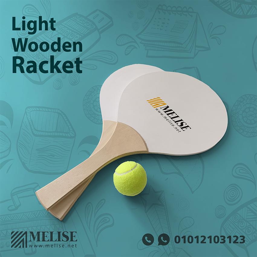 Melise eco-friendly wooden rackets with printed logo, ideal for relaxed summer outdoor play in Egypt