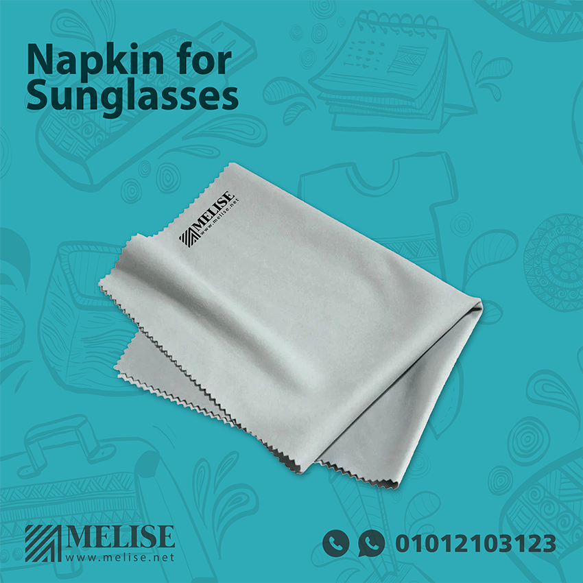 Image of Napkin for Sunglasses by Melise Giveaways Egypt. Stain Napkin for cleaning sunglasses ( minimum 100 ) - Printed logo. Customizable with Printed logo. An eco-friendly and sustainable choice. Ideal for corporate gifts, promotional giveaways, and branding in Egypt.