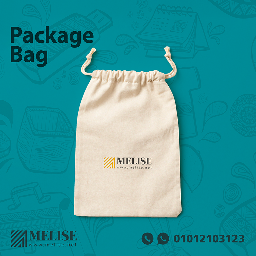Melise eco-friendly light canvas pouch with drawstring, reusable fabric bag for corporate gifts in Egypt