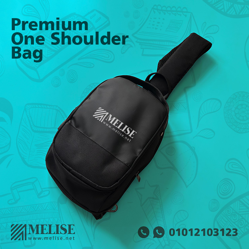 Image of Premium One Shoulder Bag by Melise Giveaways Egypt. Premium One Shoulder Cross Bag with multi pockets and USB part - printed logo. Customizable with Printed Logo. Ideal for corporate gifts, promotional giveaways, and branding in Egypt.