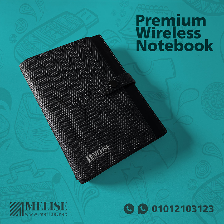 Image of Premium Wireless Notebook by Melise Giveaways Egypt. Premium Leather Organizer & Wireless Notebook ( 5w Wireless Charger ) - Engraved Logo. Customizable with Engraved Logo. An eco-friendly and sustainable choice. Ideal for corporate gifts, promotional giveaways, and branding in Egypt.