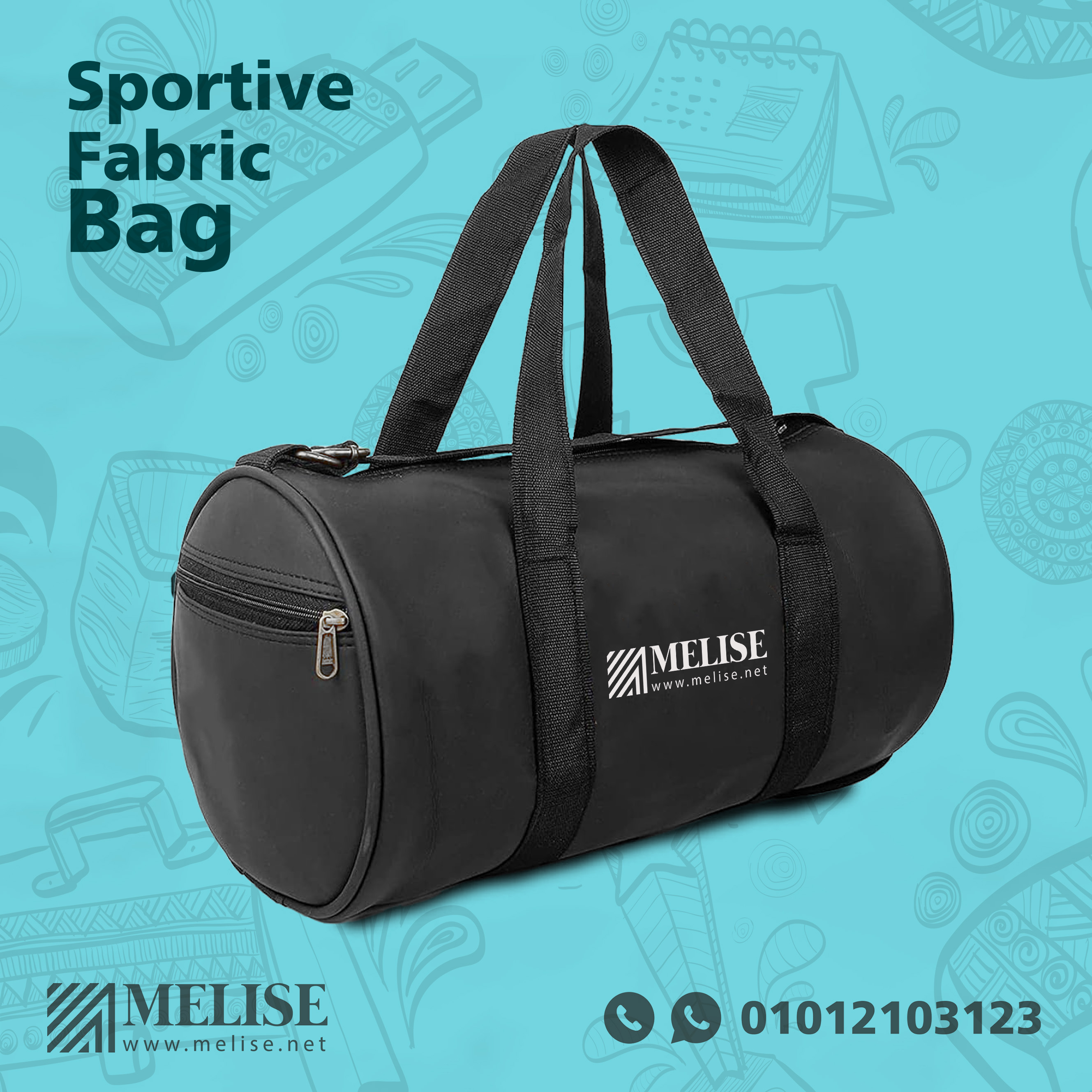 Image of Sportive Fabric Bag by Melise Giveaways Egypt. Fabric Hand Bag modren shape with pocket - Printed logo. Customizable with Printed Logo. Ideal for corporate gifts, promotional giveaways, and branding in Egypt.