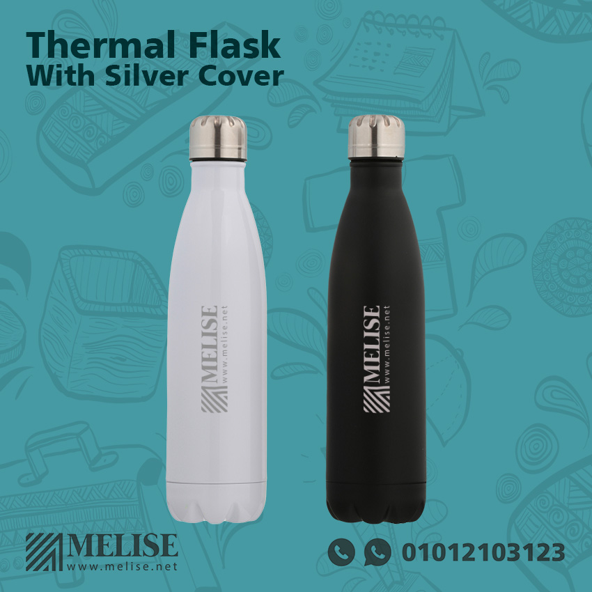 Thermal Flask Silver Cover | 500ml | Engraved Logo | Melise Egypt