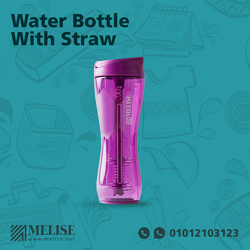 Image of Sleek and stylish water bottle with straw by Melise Giveaways Egypt. Stay cool and hydrated with our sleek Water Bottle with Straw. Designed to keep your water cold and customizable with a printed logo. Ideal for corporate gifts, promotional giveaways, and branding in Egypt.