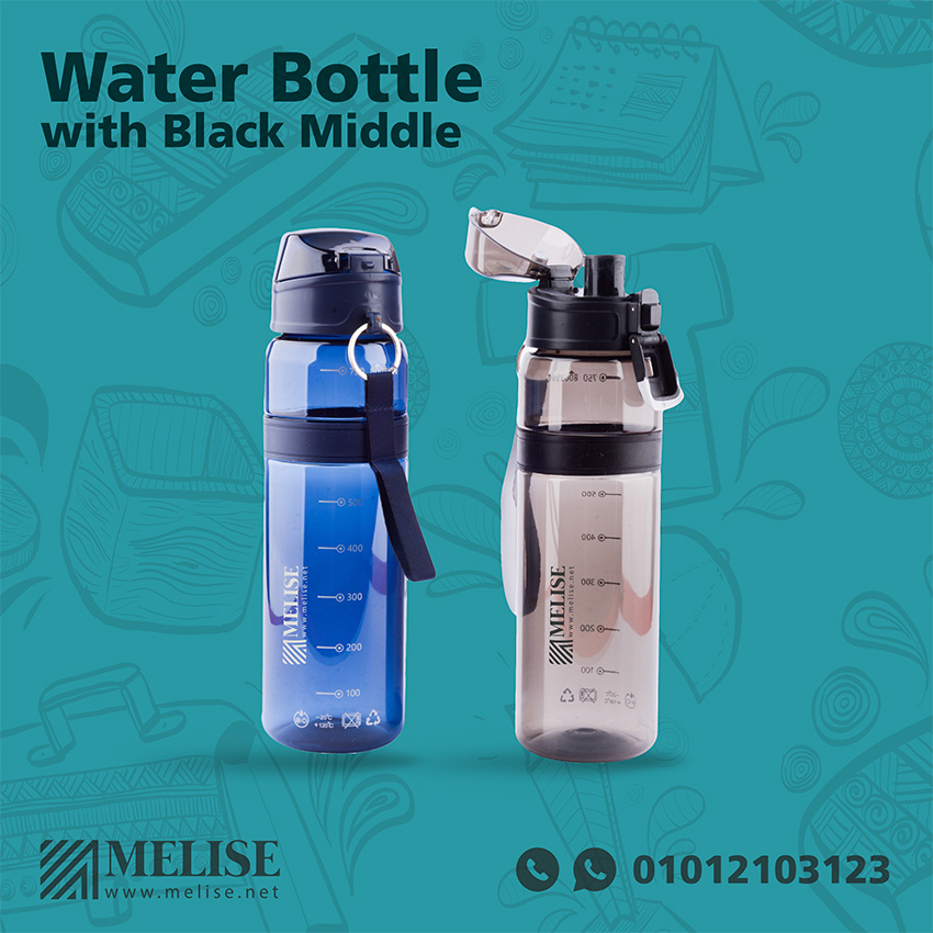 Image of Water Bottle with Black Middle by Melise Giveaways Egypt. Stay hydrated on the go with our unique Water Bottle with Black Middle. Customizable with a printed logo. Ideal for corporate gifts, promotional giveaways, and branding in Egypt.