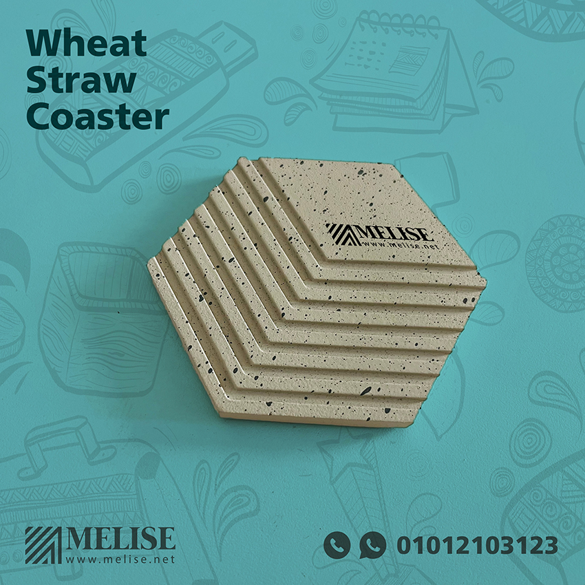 Eco Friendly Sustainable Coaster by Melise Giveaways Egypt, made from natural raw material (wheat straw), ideal for eco-conscious promotions, cafes, or sustainable corporate gifts in Egypt.