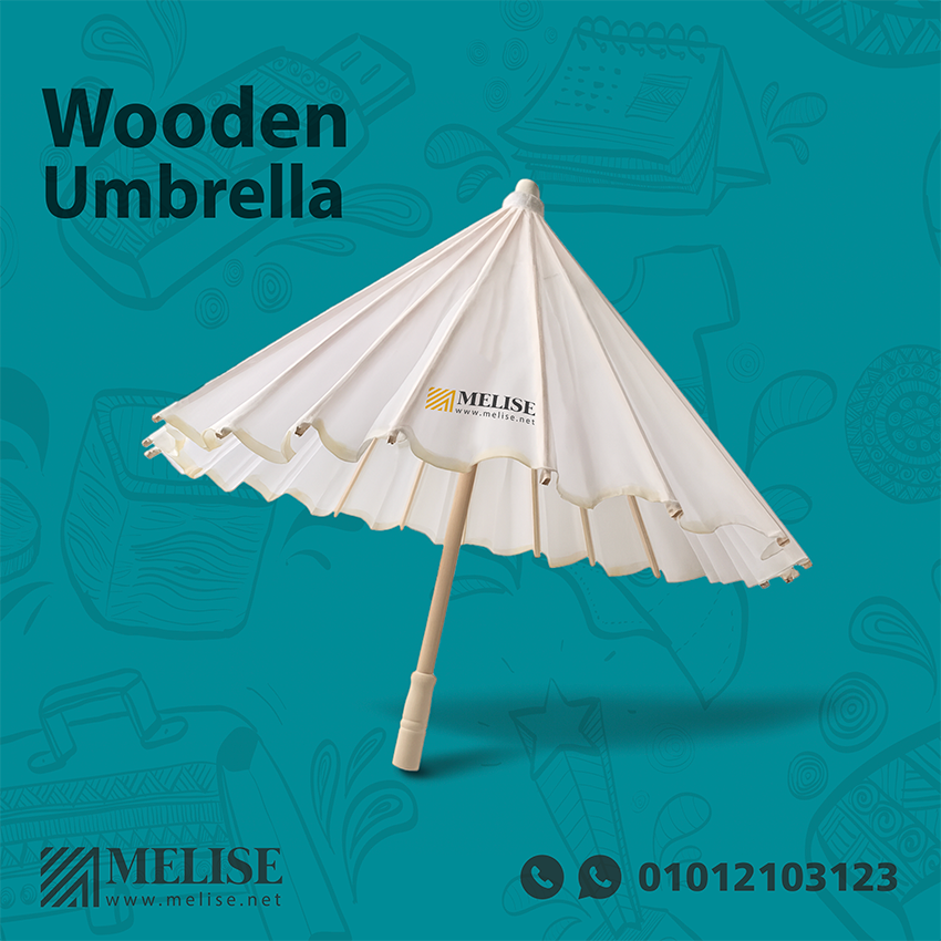 Melise stylish summer umbrella with durable fabric and natural wooden handle, perfect for corporate branding in Egypt