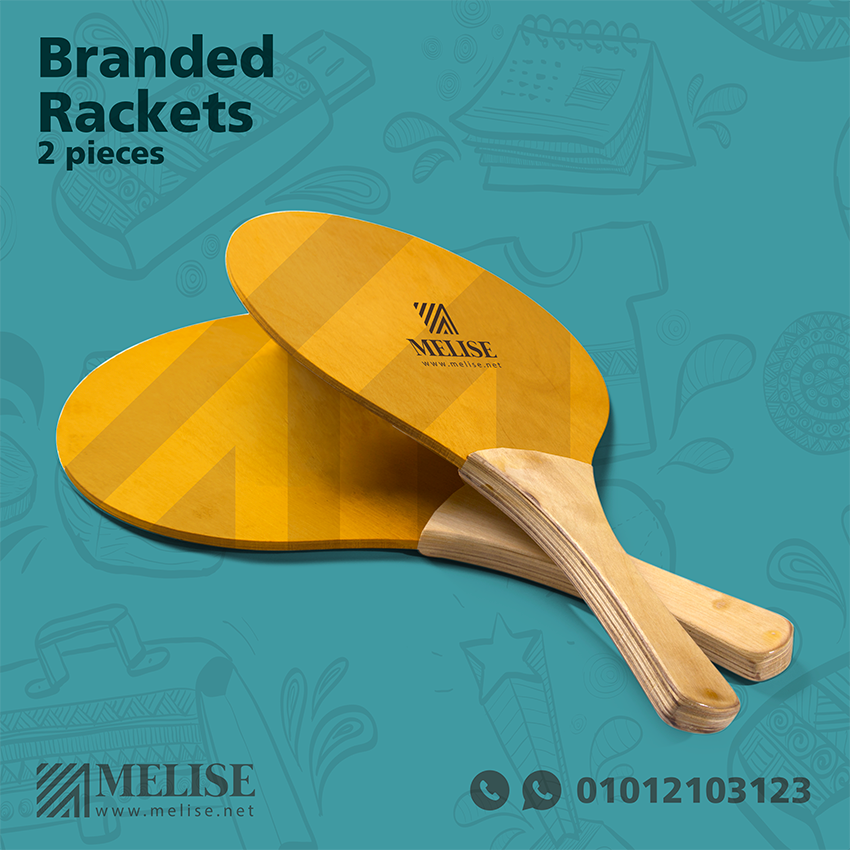 Customized Branded Wooden Rackets 2 pieces 8ml by Melise Giveaways Egypt, with printed logo, ideal for sports promotions, outdoor activities, or playful corporate gifts in Egypt.