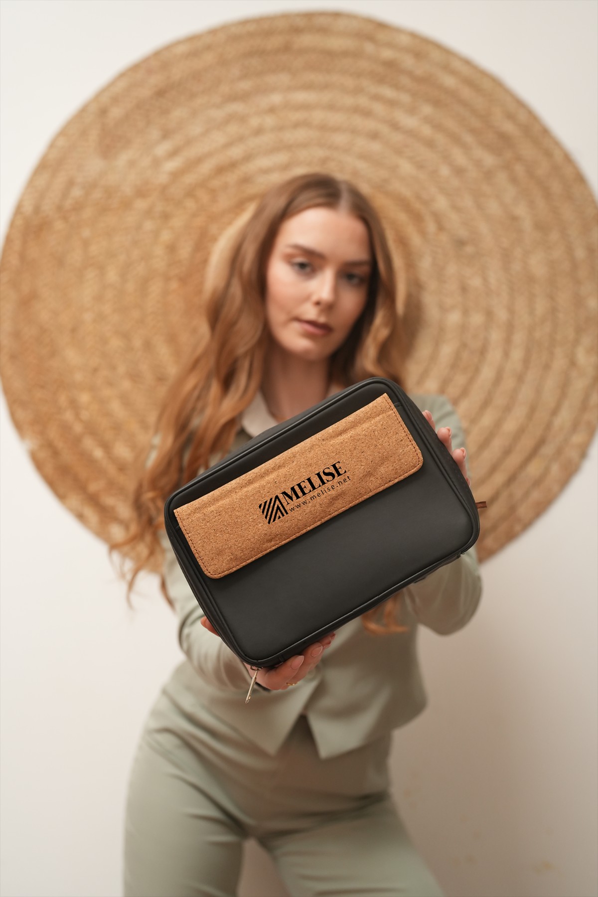 Melise premium eco-friendly cork and rubber VIP gift set with handbag, notebook, pen, and keychain for corporate use in Egypt
