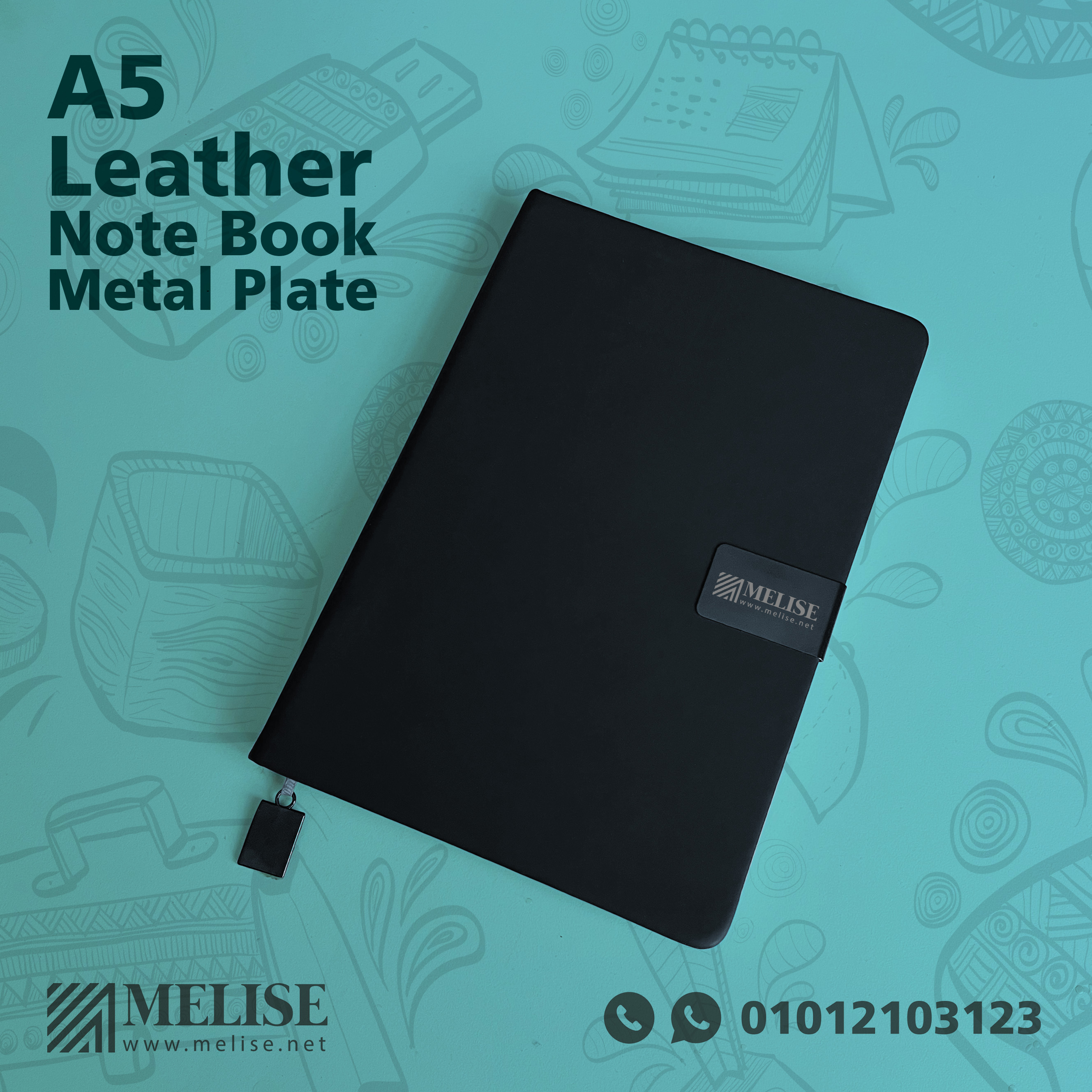 A5 Leather Notebook with Metal Clip | Custom Logo | Melise Egypt