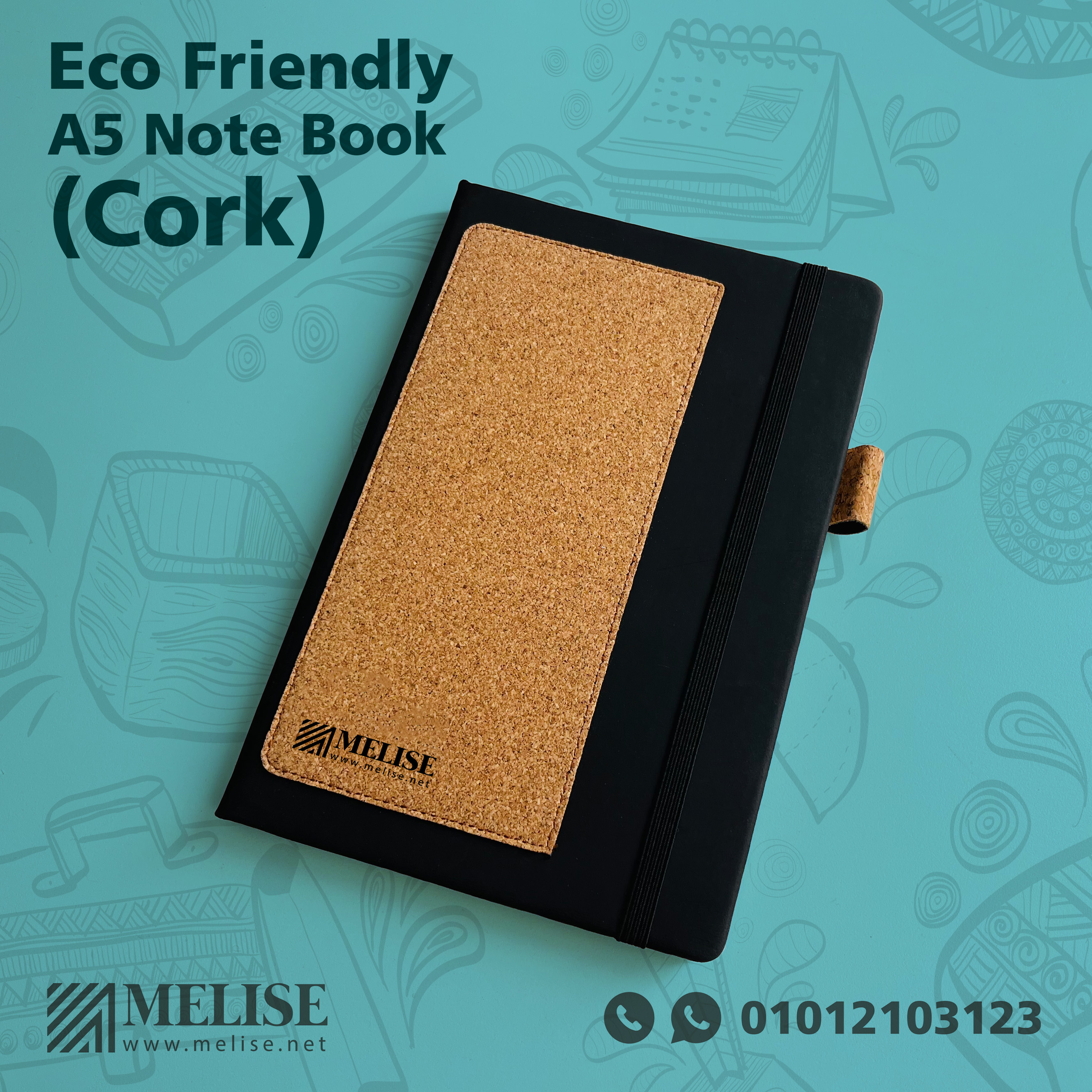 Cork A5 Eco Notebook | Custom Print | Melise Egypt
