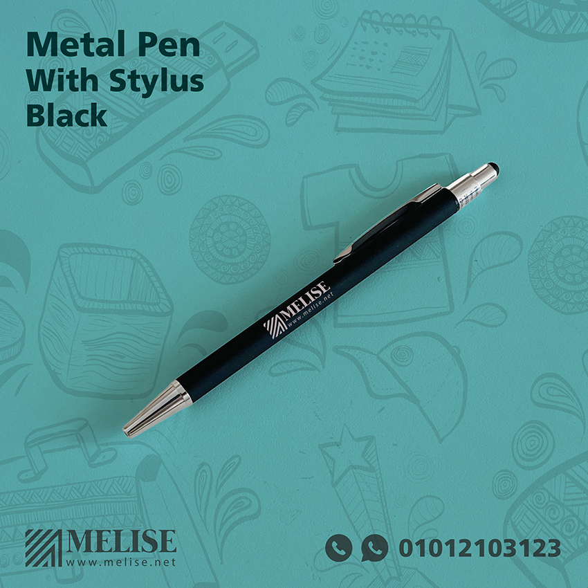 Black Metal Pen with Stylus | Custom Engraved | Melise Egypt