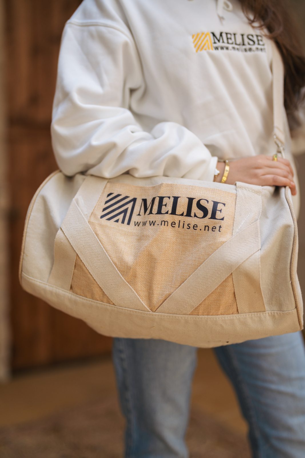 Image of Canvas Sportive Bag by Melise Giveaways Egypt. This Canvas Sportive and Travel Bag, multiple pockets for organized storage, crafted from sustainable cloth material. Perfect for summer adventures - Printed Logo. Customizable with Printed Logo. Ideal for corporate gifts, promotional giveaways, and branding in Egypt.
