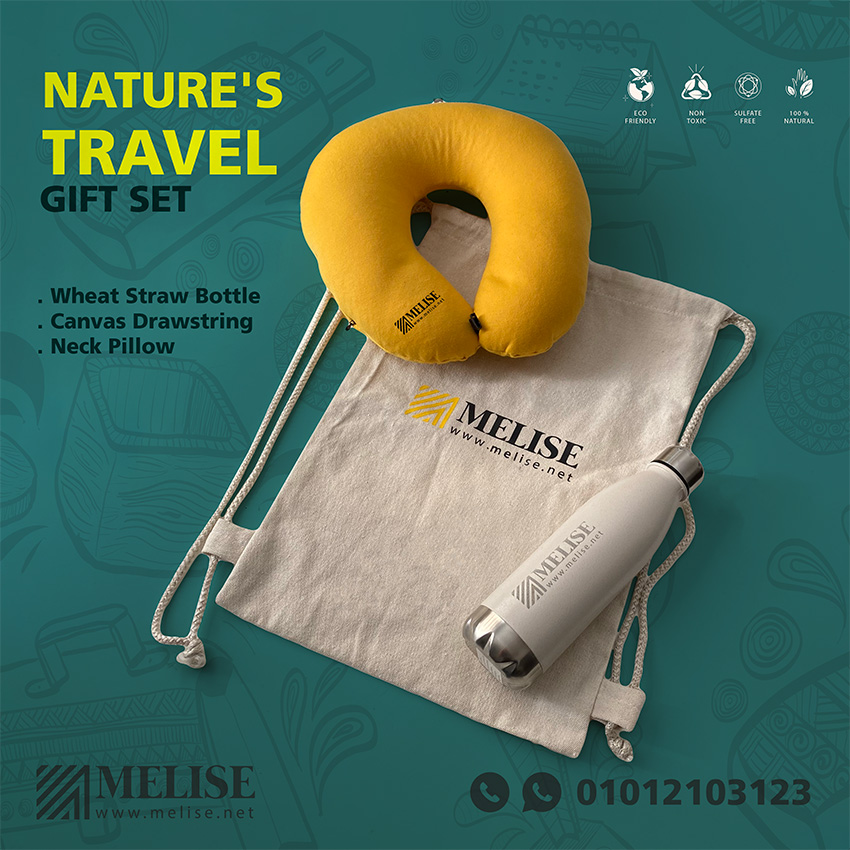 Canvas drawstring bag with custom branding – durable and reusable promotional giveaway from Melise Egypt.
