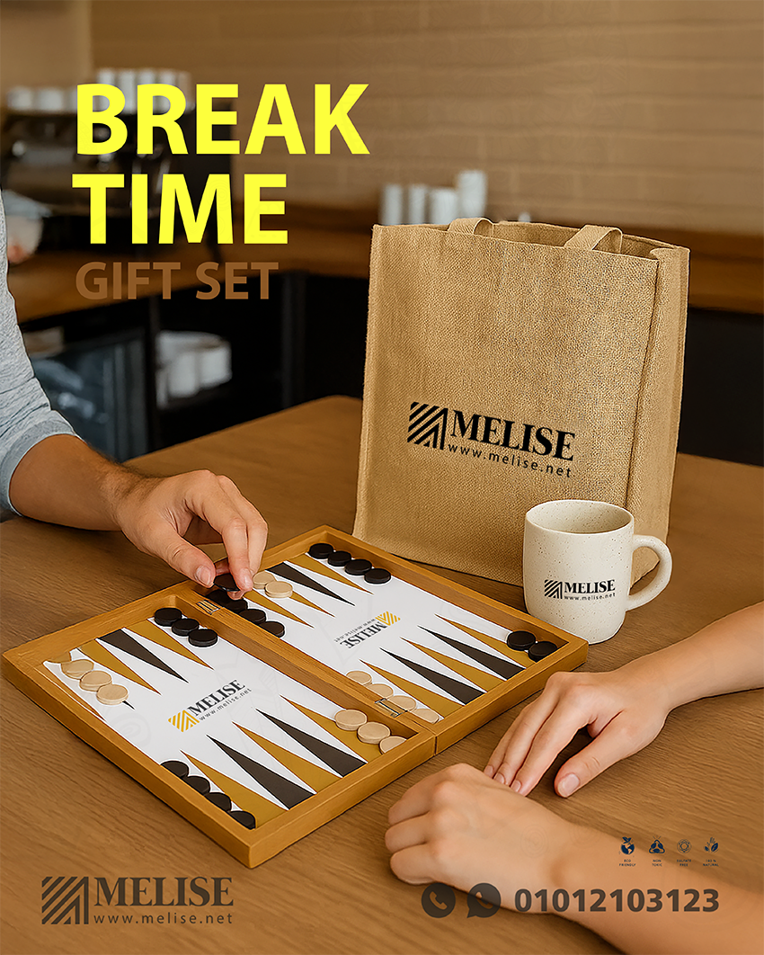 Image of Backgammon by Melise Giveaways Egypt. Premium Backgammon Board Game Set includes backgammon chip - Made by Handmade from natural Beech Wood Material, The backgammon board, including the checkers, is made of ivory - Printed Logo Customizable with Printed Logo. An eco-friendly and sustainable choice. Ideal for corporate gifts, promotional giveaways, and branding in Egypt.