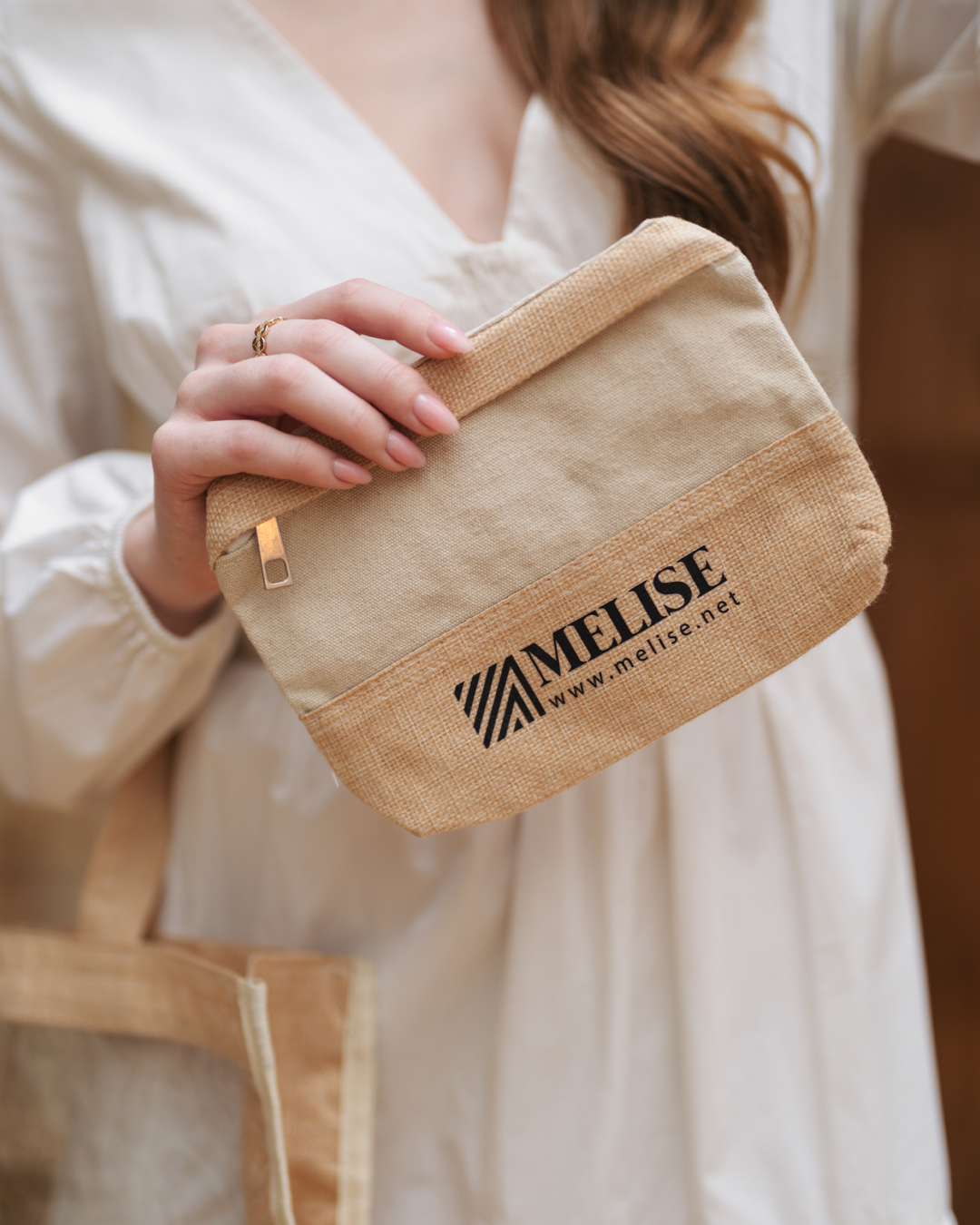 Image of Canvas & Cane Hand Bag by Melise Giveaways Egypt. This Canvas Hand bag with Pocket, Made of Eco-friendly material. Perfect for summer, this stylish and durable bag is ideal for holding makeup and essentials at the beach - Printed Logo. Customizable with Printed Logo. Ideal for corporate gifts, promotional giveaways, and branding in Egypt.