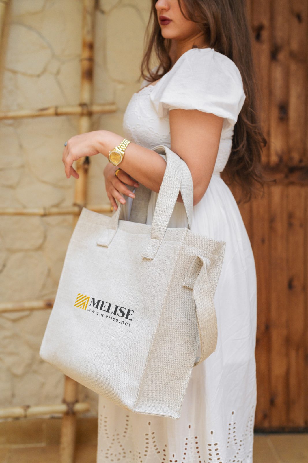 Image of Premium Linen Tote bag by Melise Giveaways Egypt. Our Linen Tote bags are a sophisticated and sustainable way to carry your essentials, combining style with eco-consciousness - Printed logo. Customizable with Printed logo. An eco-friendly and sustainable choice. Ideal for corporate gifts, promotional giveaways, and branding in Egypt.