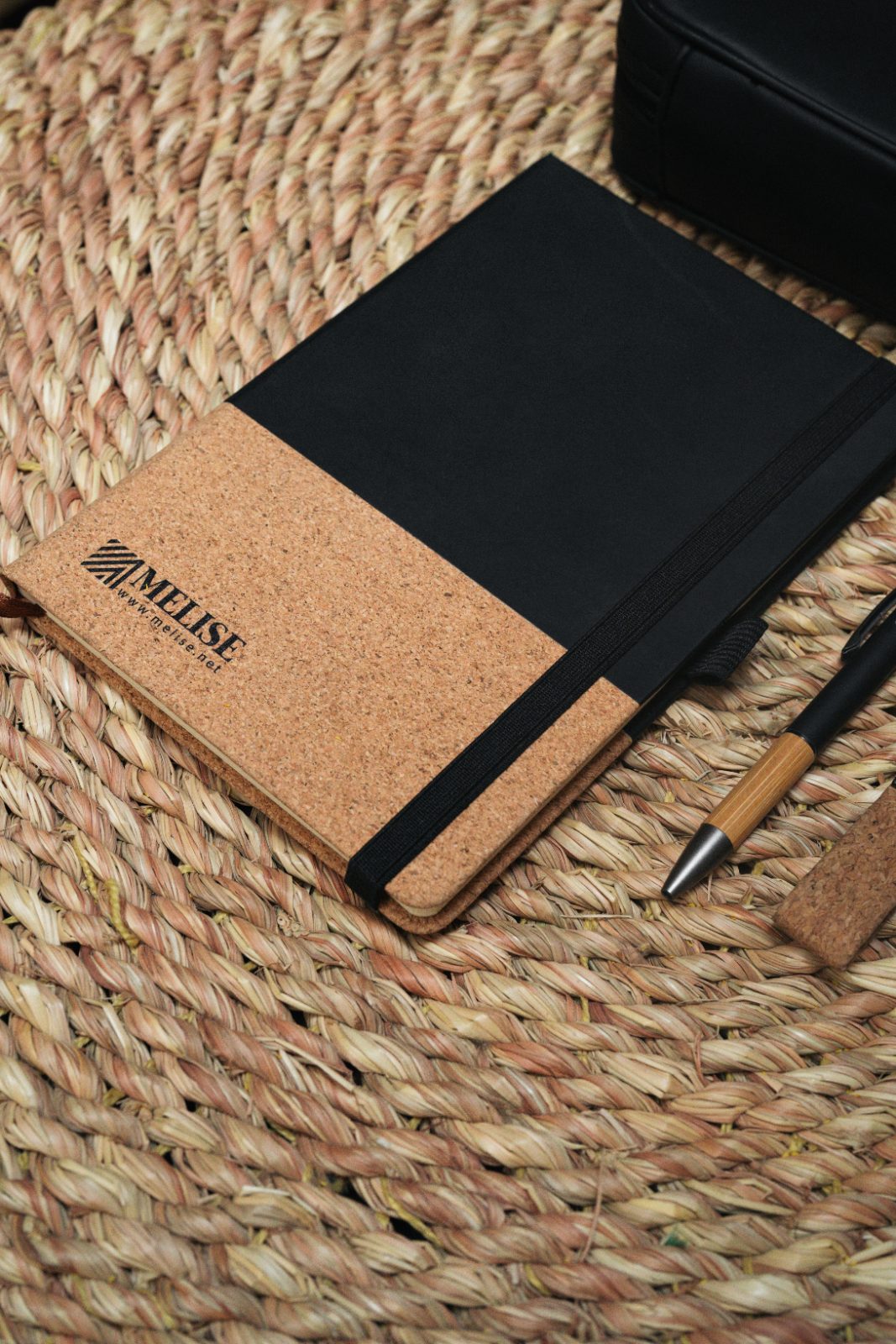 Image of A5 Cork & Rubber Notebook by Melise Giveaways Egypt. Eco Friendly Cork & Rubber Note Book made by Natural Material - Printed or Engraved logo. Customizable with Printed or Engraved Logo. An eco-friendly and sustainable choice. Ideal for corporate gifts, promotional giveaways, and branding in Egypt.
