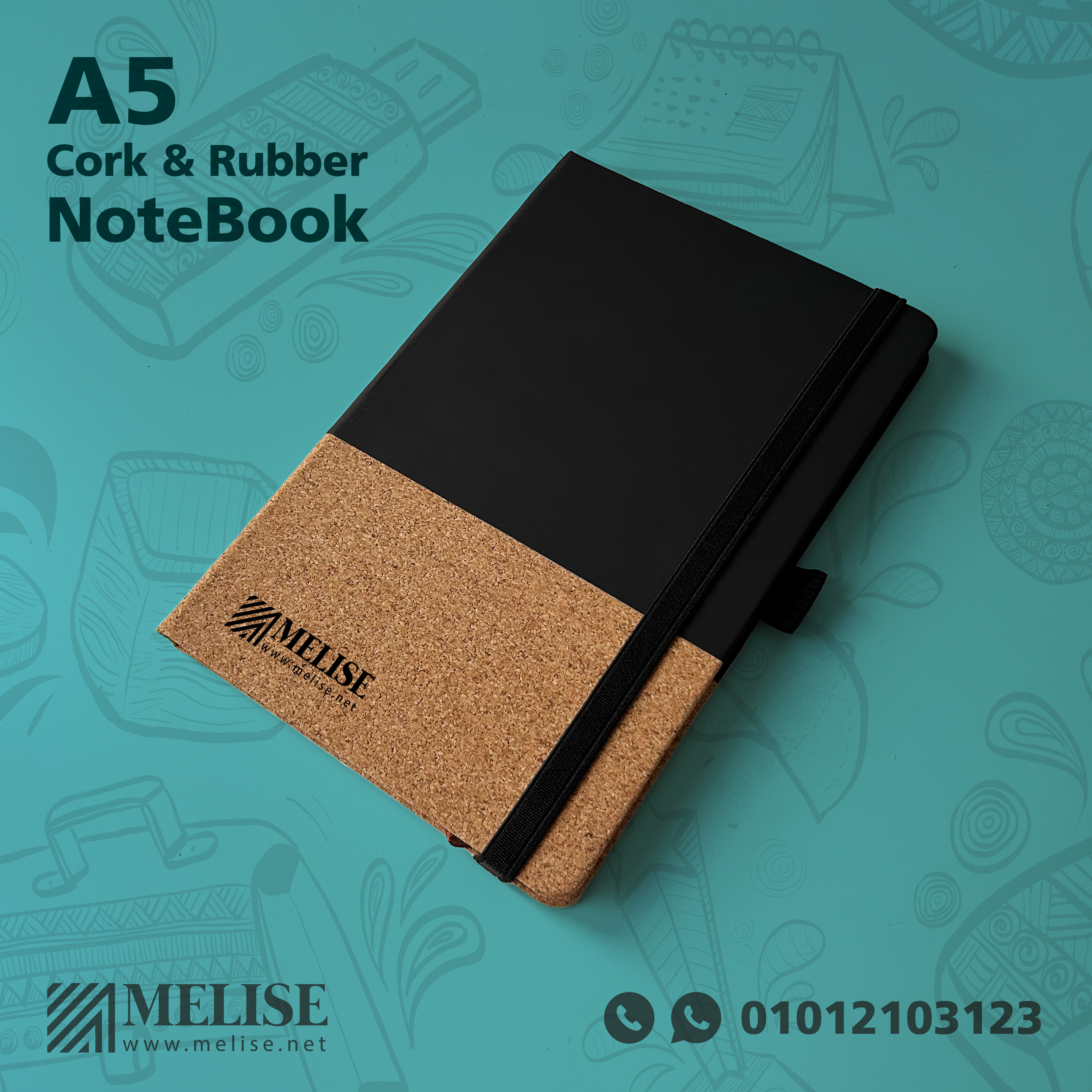 A5 Cork & Rubber Notebook | Custom Logo | Eco Friendly | Melise Egypt
