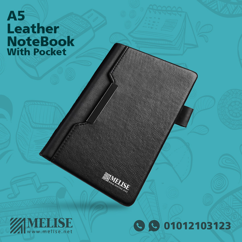 A5 Leather NoteBook With Pocket | Custom Logo | Melise Egypt