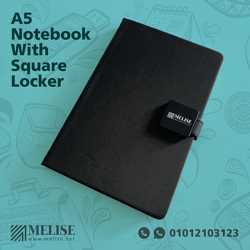 A5 Leather Notebook | Magnetic Square Locker | Custom Logo | Melise Egypt