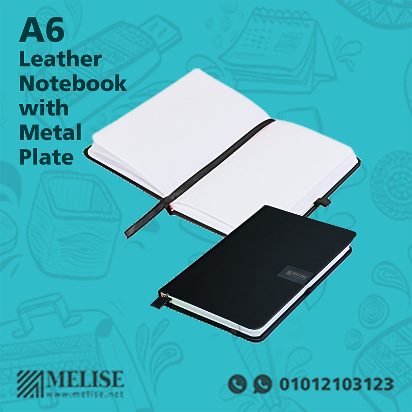A6 Leather Notebook | Metal Clip & Engraved Logo | Melise Egypt