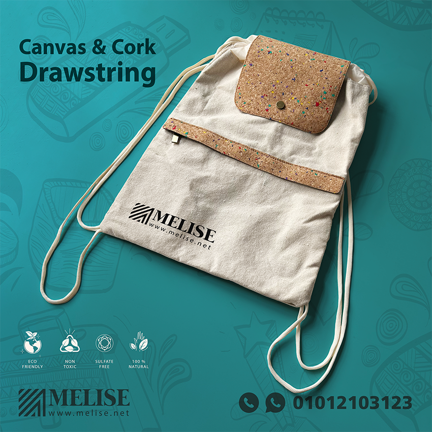 Canvas & Cork Drawstring | Printed Logo | Melise Egypt
