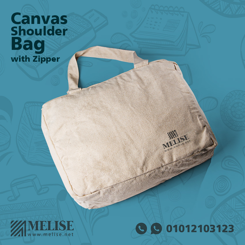 Eco Friendly Canvas Shoulder Bag | Zipper & Custom Print | Melise Egypt