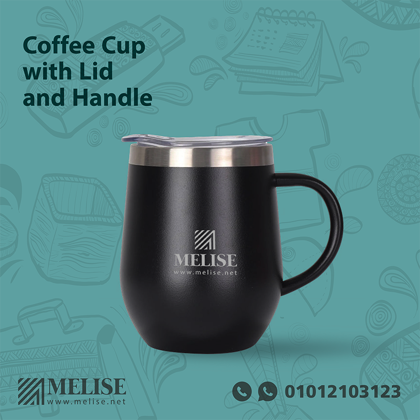 Coffee Cup with Lid and Handle | Engraved Logo | Melise Egypt