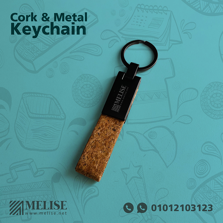 Eco Friendly Cork & Metal Keychain | Engraved Logo | Melise Egypt