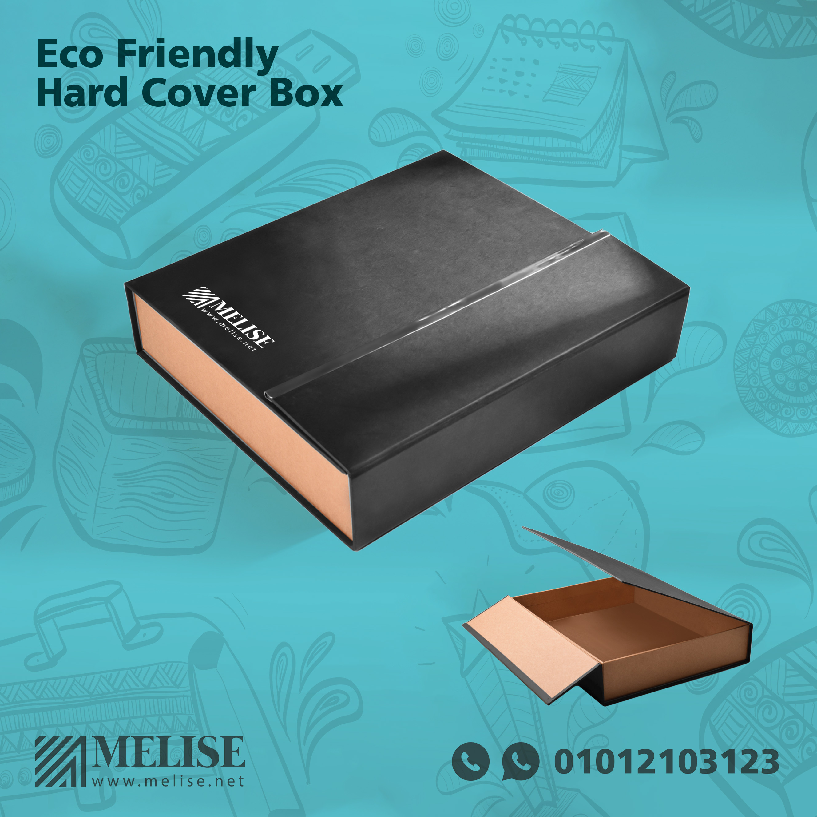 Eco Friendly Hard Cover Box with Metal Plate | Printed Logo | Eco Friendly | Melise Egypt