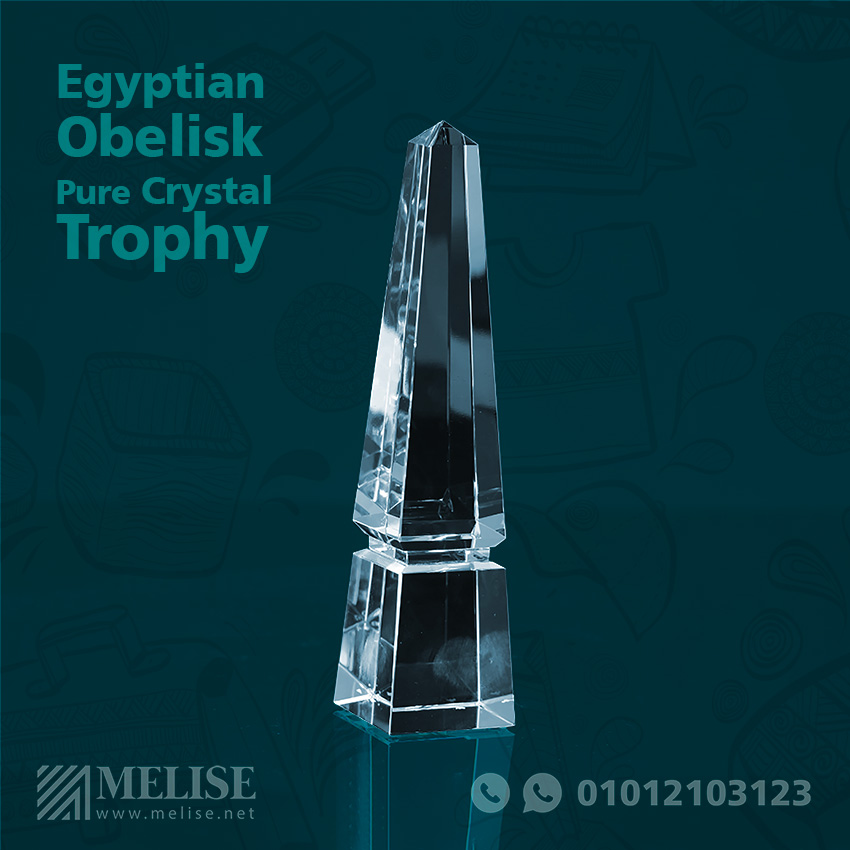Pure Crystal Egyptian Obelisk Trophy | Engraved Logo | Melise Egypt