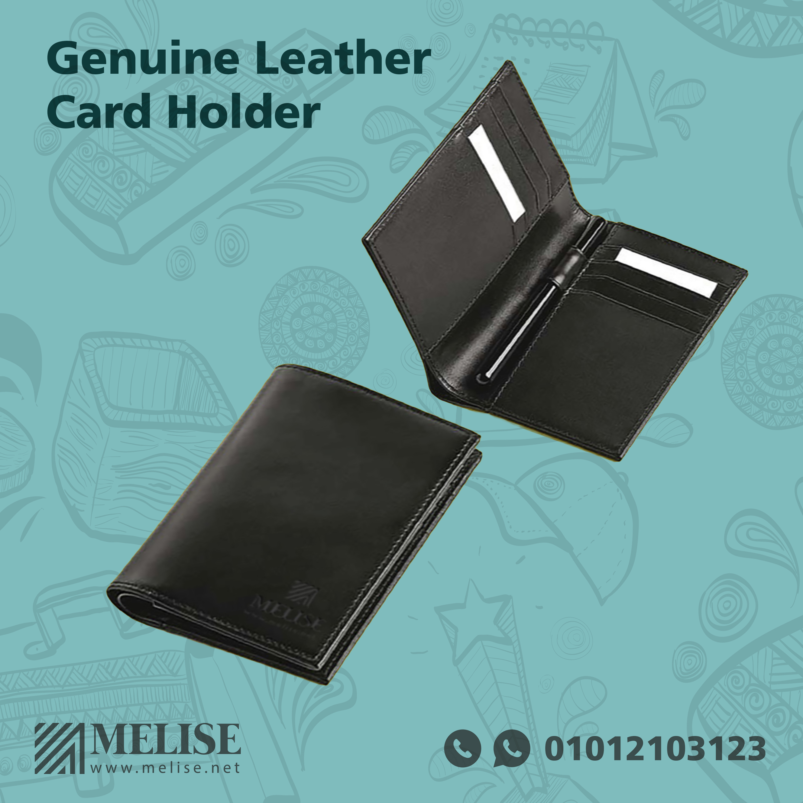 Premium Leather Card Holder | Engraved/Stamp Logo | Melise Egypt
