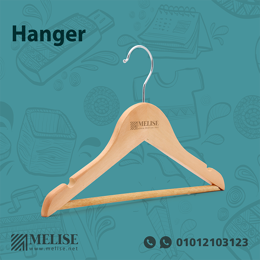 Custom Wooden Hanger | Metal Clips & Engraved Logo | Melise Egypt
