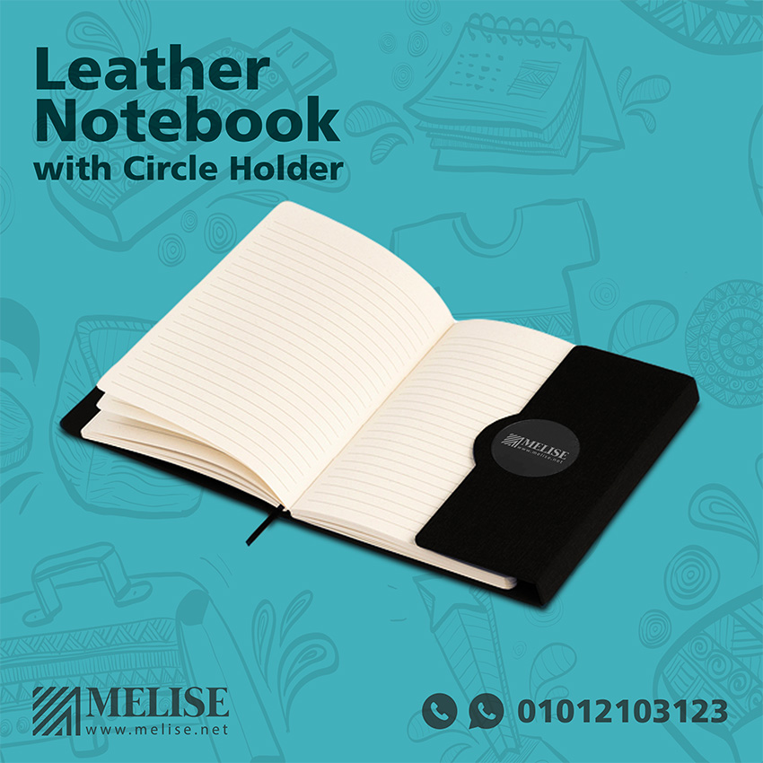 Leather Notebook with Circle Holder | Engraved Logo | Melise Egypt